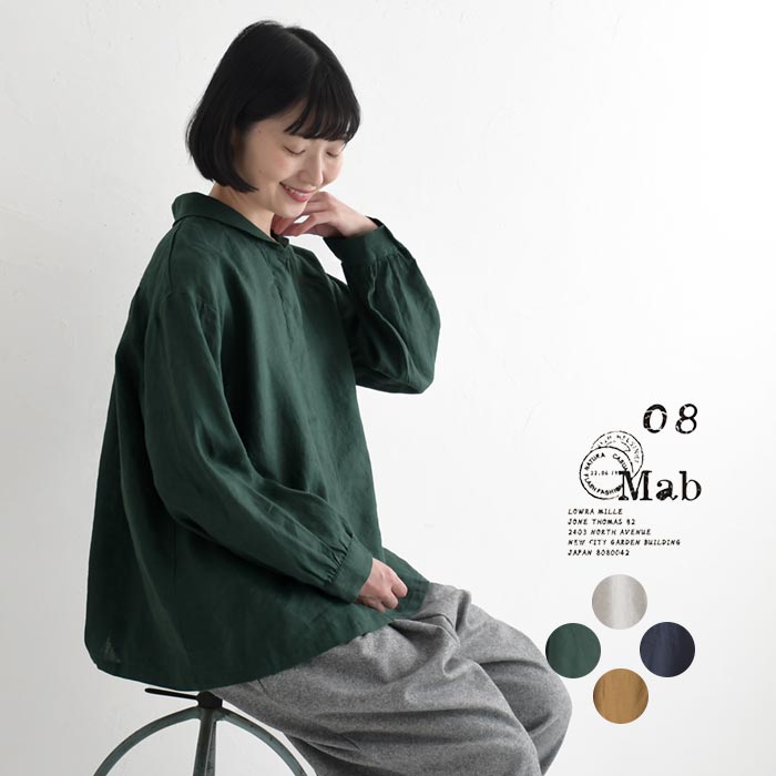 08Mab（ゼロハチマブ） ブラウス シャツ 長袖 レディース 08Mab 14番手