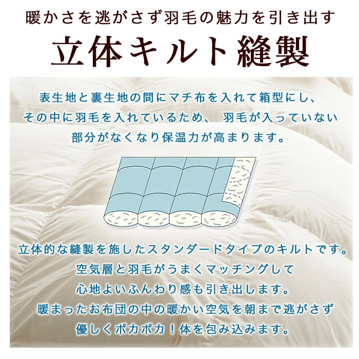羽毛布団 シングル スーパーロング 150×230cm 掛け布団 ホワイトマザー