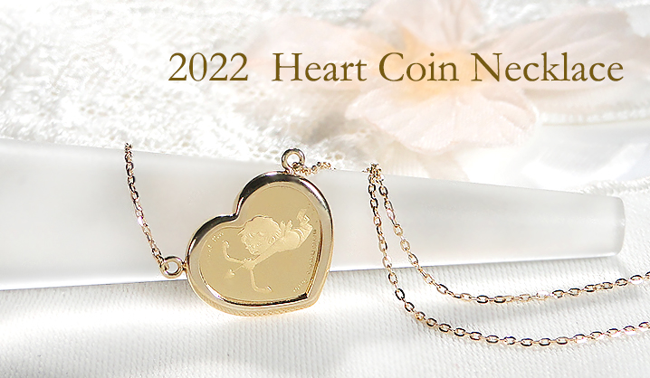 コインネックレス 24金 純金 キューピット K24 K18 2022 ハート コイン