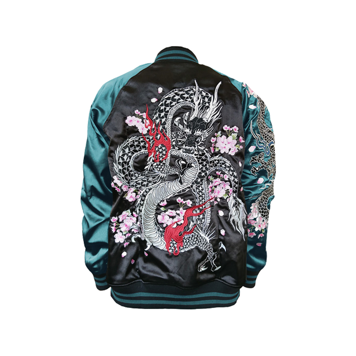 スカジャン 和柄 龍 桜 刺繍 メンズ 東洋 50代 別珍 40代 サテン生地