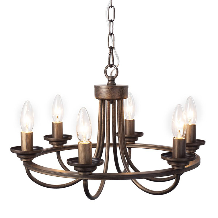 シャンデリア アンティーク 風 IND-008-6 LED対応 レビュー特典 ORRB