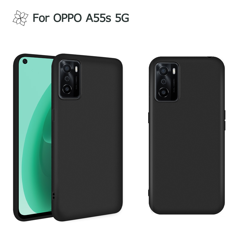 OPPO A55s 5G ケース カバー 黒 ブラック 耐衝撃 マット ソフトケース