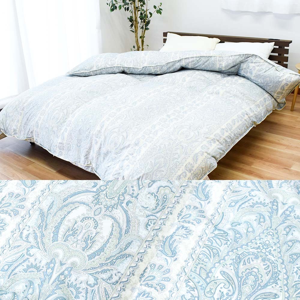 羽毛布団 ダブル 暖かい布団 ポーランド産ダウン93％ 1.7kg 2層キルト