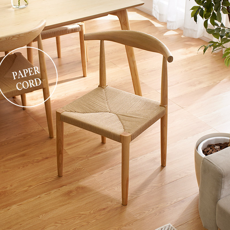 ダイニングチェア 2脚セット クッション ペーパーコード 木製 北欧