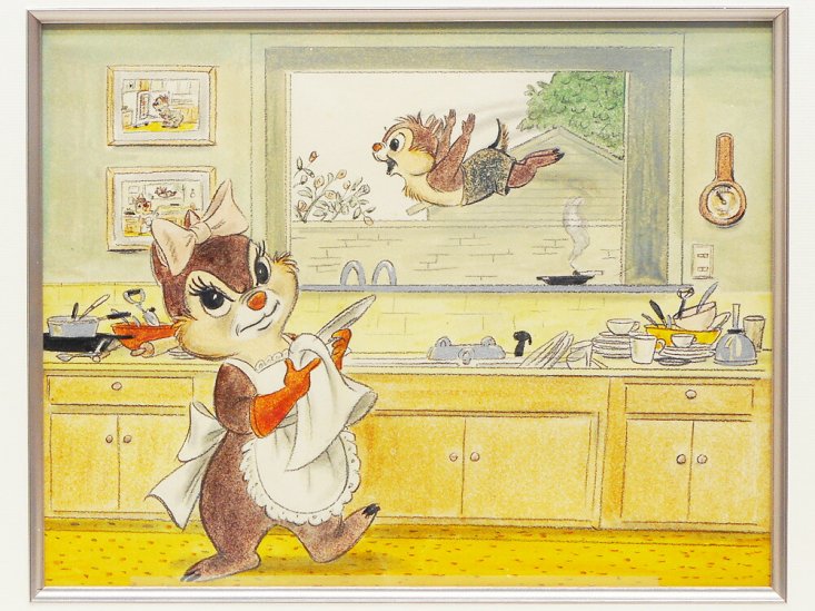 チップとデールの彼女 クラリス パステル クレヨン オリジナルアート