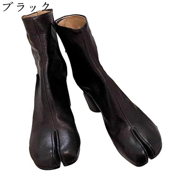 足袋ブーツ レディース スエード 5CMヒール サイドジップ 太めヒール