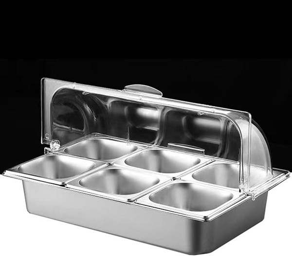 ビュッフェサーバー 保冷 フードディスプレイ 透明PC蓋付き ステンレス