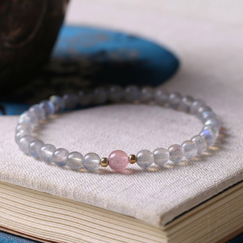 天然石 パワーストーン ブレスレット ムーンストーン ストロベリー