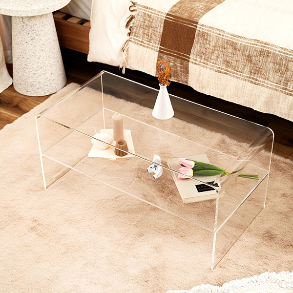 東谷 ローテーブル アクリル おしゃれ 幅80cm 透明 シンプル 完成品