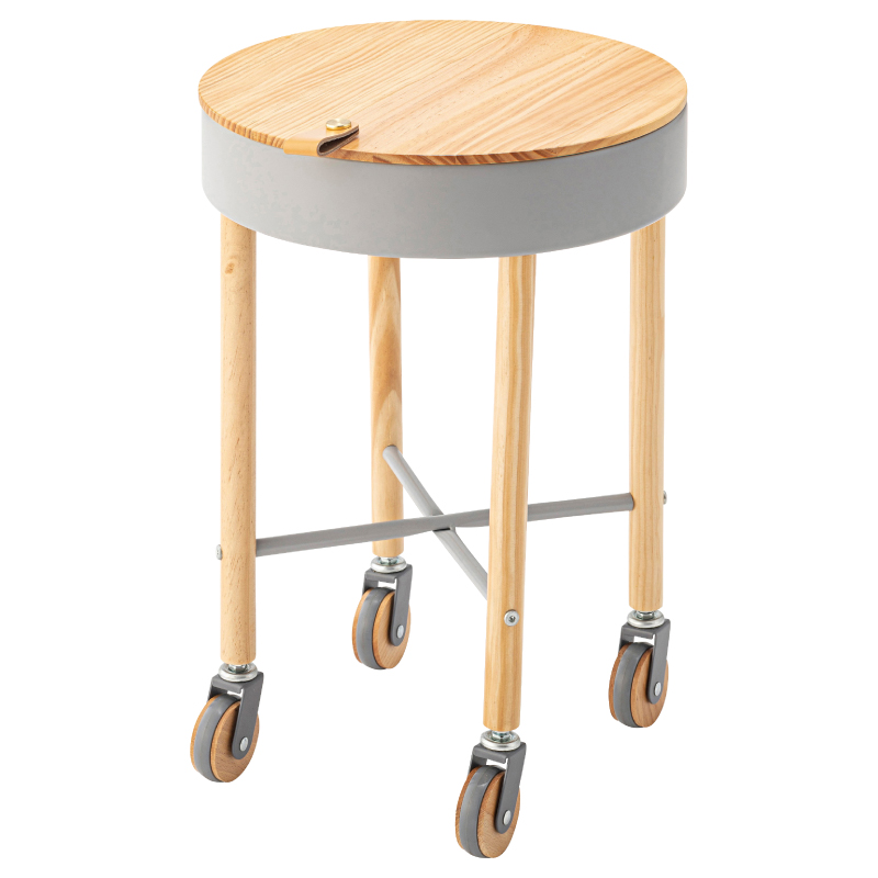 東谷 サイドテーブル キャスター付き 収納 隠し収納 天然木 軽い 円形