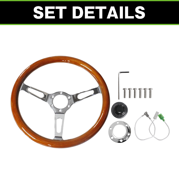 MOMO形状対応 ステアリング ウッド×メッキスポーク 直径35cm ハンドル