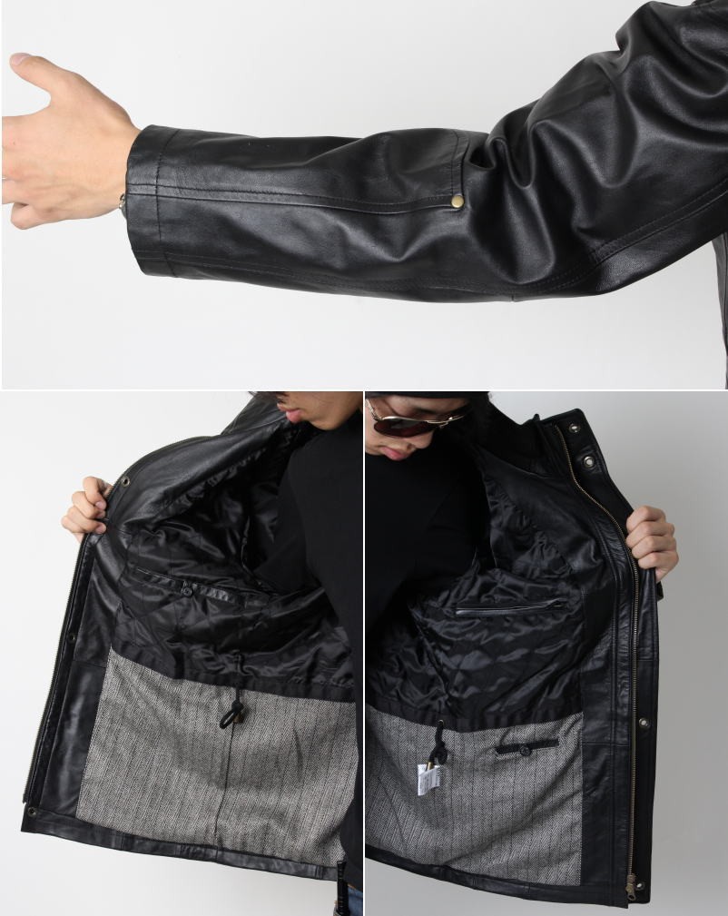 フリーダムレザー 革ジャン ラムレザー M-65タイプ 本革 ハーフコート