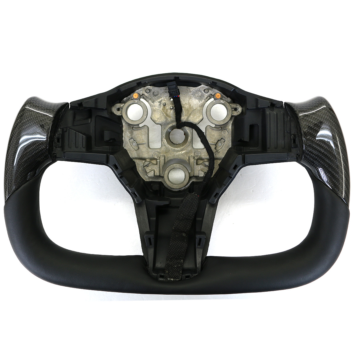 テスラ モデルY モデル3 ヨーク ハンドル PVCレザー カーボンブラック