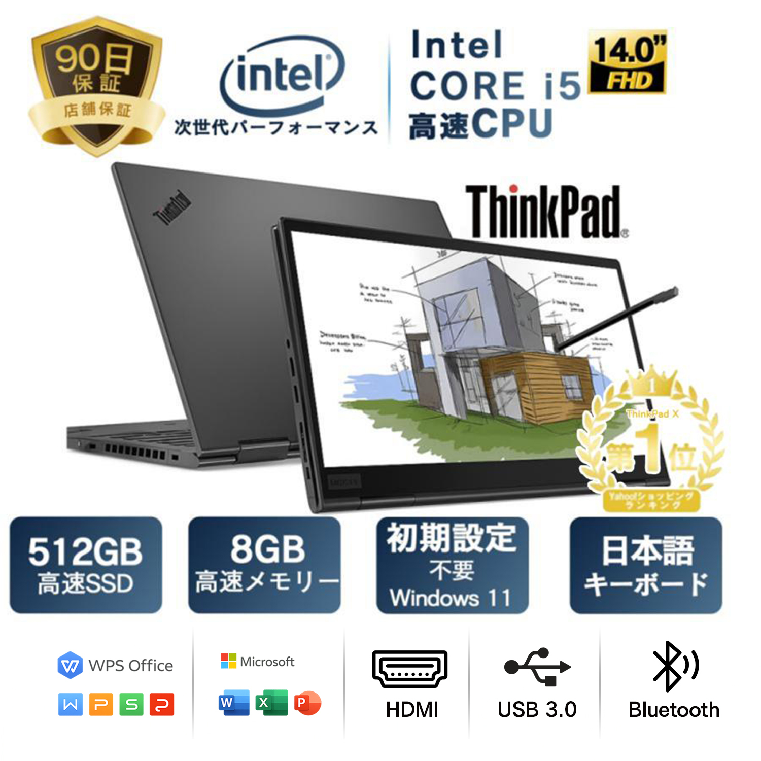 ThinkPad X 中古ノートパソコンlenovo thinkpad x1 YOGA 第8世代Corei5