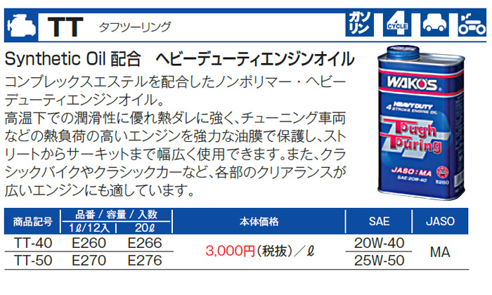 WAKO'S ワコーズ タフツーリング50 粘度(25W-50) TT-50 E276 [20L