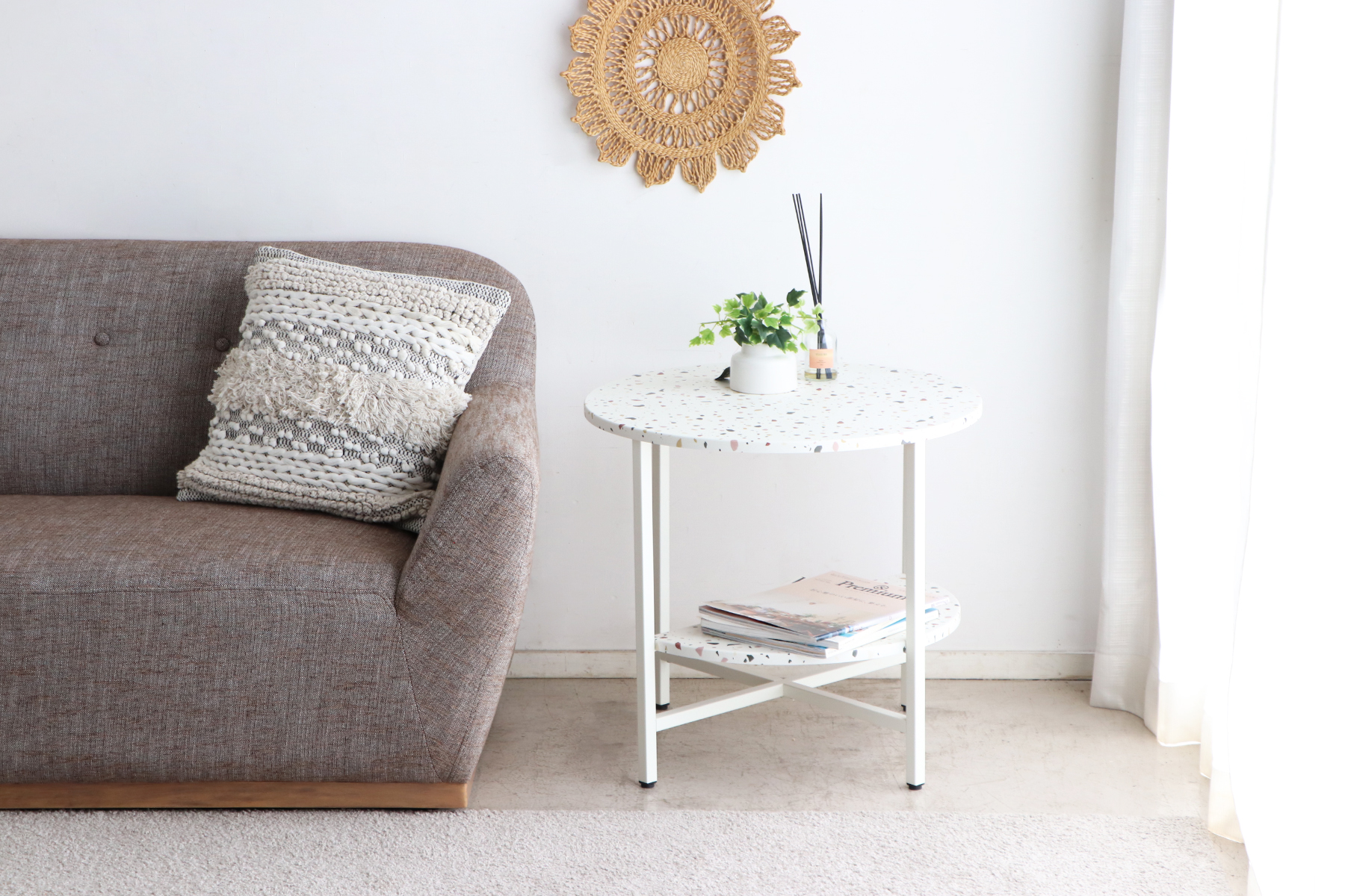 vintage ラウンド サイドテーブル テラゾー調 モダン 昭和レトロ