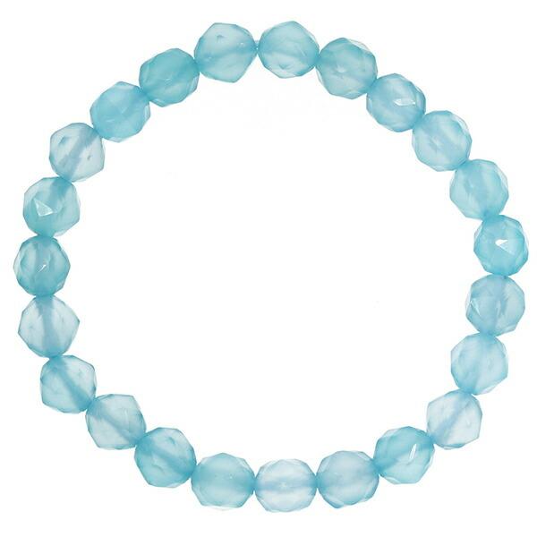 シーブルーカルセドニー スター カット ブレスレット 8mm 16.5〜18cm S