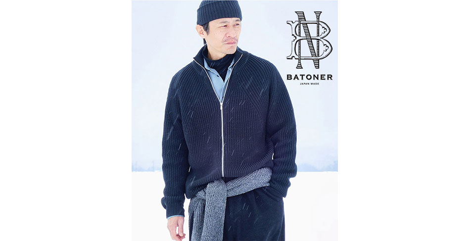 20%OFF セール バトナー BATONER ソリッド ウールリブハーフジップ