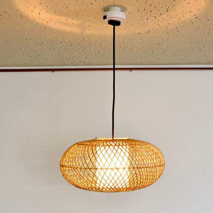 ラタン 吊り下げ照明 E17 40W 21cm×42cm ナチュラル シーリングライト