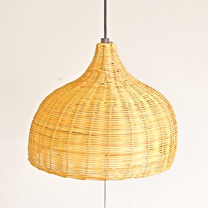 ラタン ペンダントライト 3灯式 調光可能 プルスイッチ付き 和風