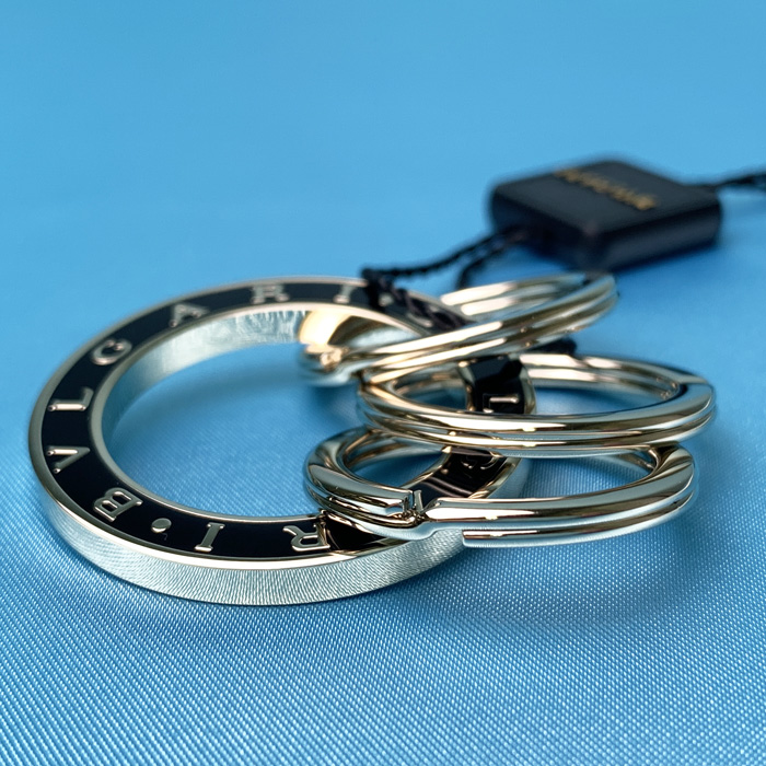 爆買】ブルガリ キーリング メタル 3連 レディース メンズ ブラック