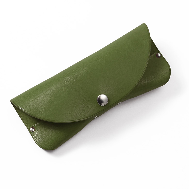 DIONA グリーンレザー メガネケース 本革メガネケース【グリーン