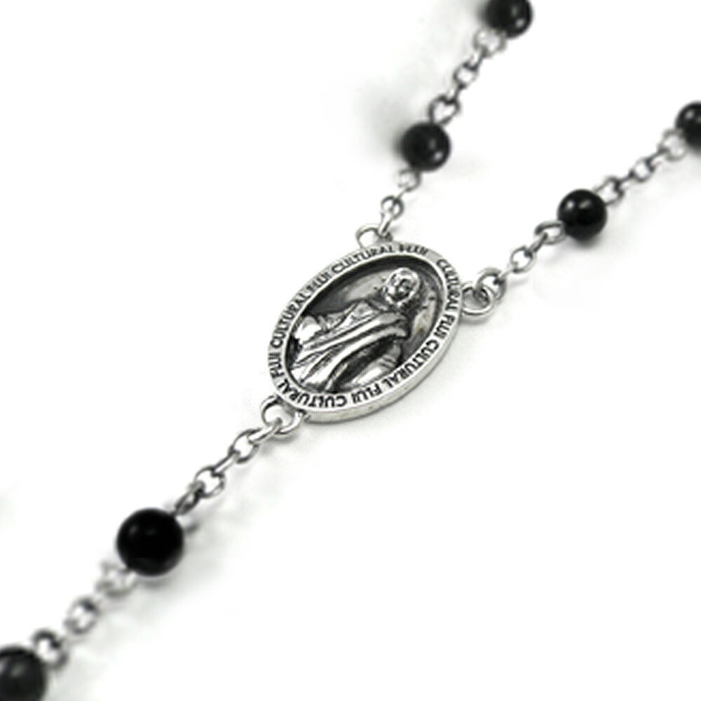 FLUI（フルイ） オニキスクロスロザリオネックレス メンズ シルバー925
