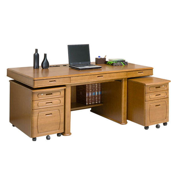 ヨコタウッドワーク 書斎デスク 書斎机 幅176 両袖 ナラ材 ワゴン 国産