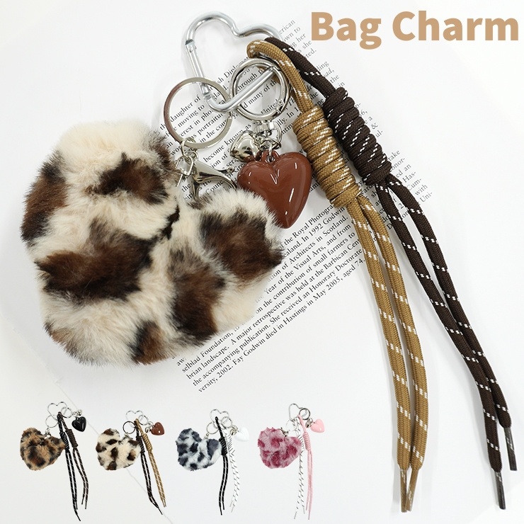 チャーム キーホルダー バッグチャーム ストラップ ファー レオパード