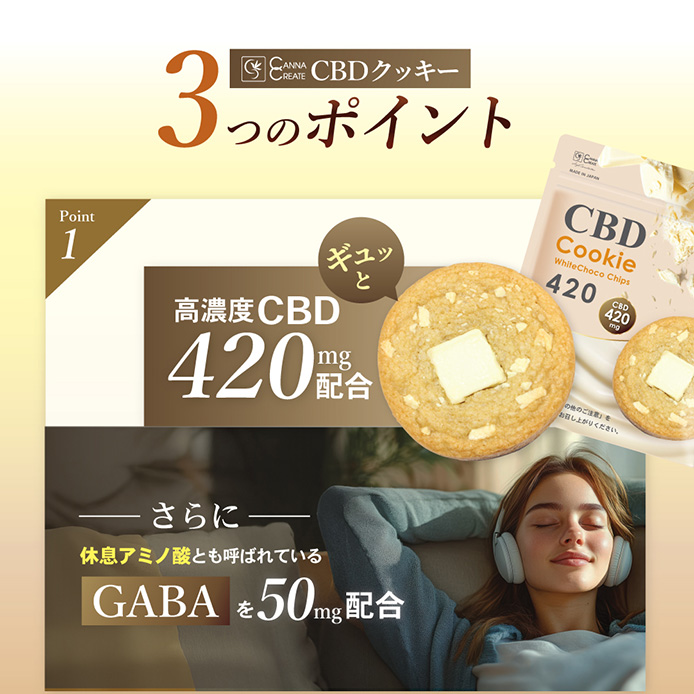 在庫限り※賞味期限2025年12月15日迄】CBDクッキー 420mg GABA 50mg 3