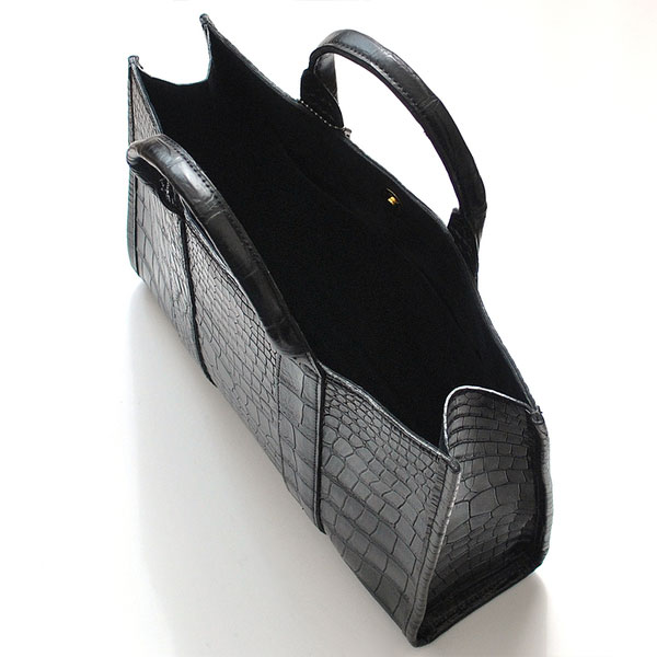 トートバッグ CROCODILE クロコダイル 黒 マットブラック 鰐革 ワニ革