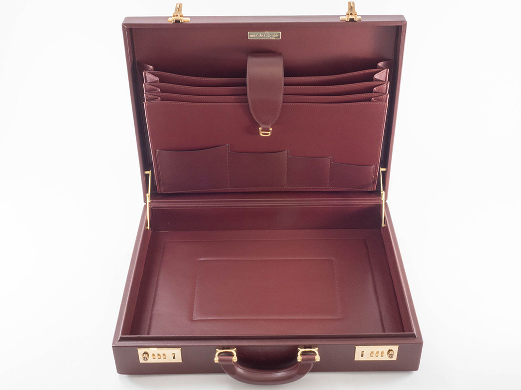 カルティエ マストライン アタッシュケース レザー ボルドー