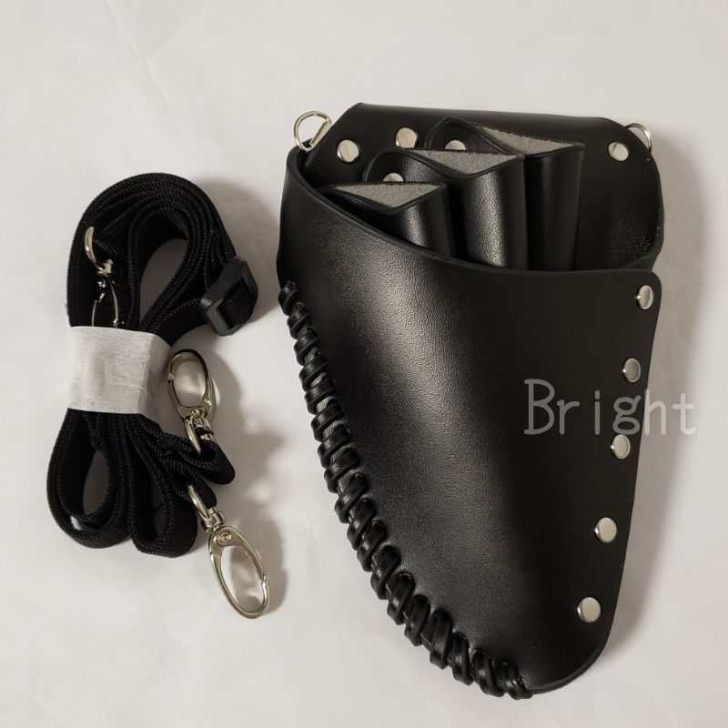 おしゃれ 本革 プロ用 シザーケース 280 ブラック シザー3丁入れ