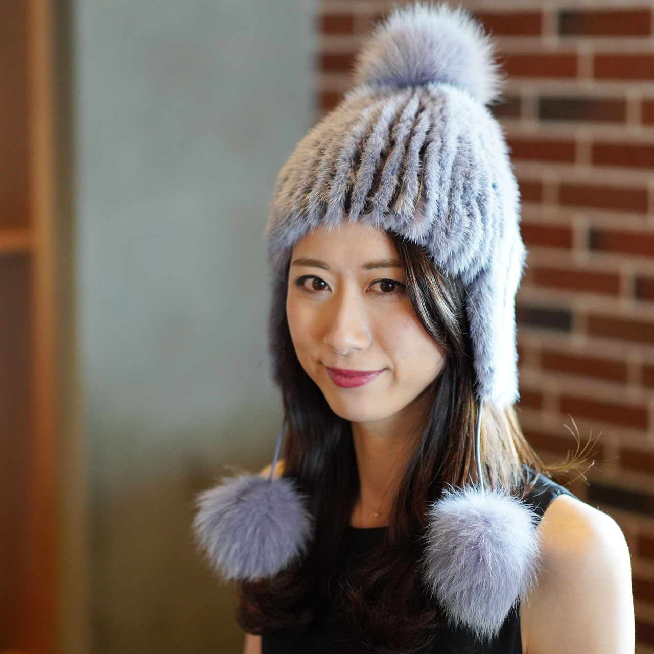 sankyo shokai（三京商会） ＜爆買＞ミンク ファー ボンボン付き 帽子