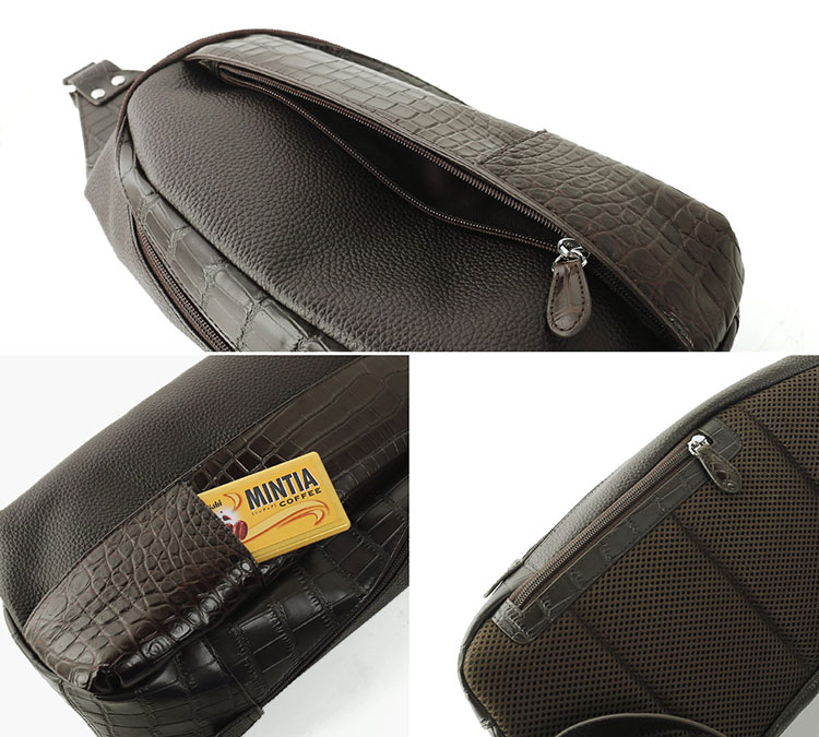 sankyo shokai（三京商会） 牛革 クロコダイル ボディバッグ マット 型