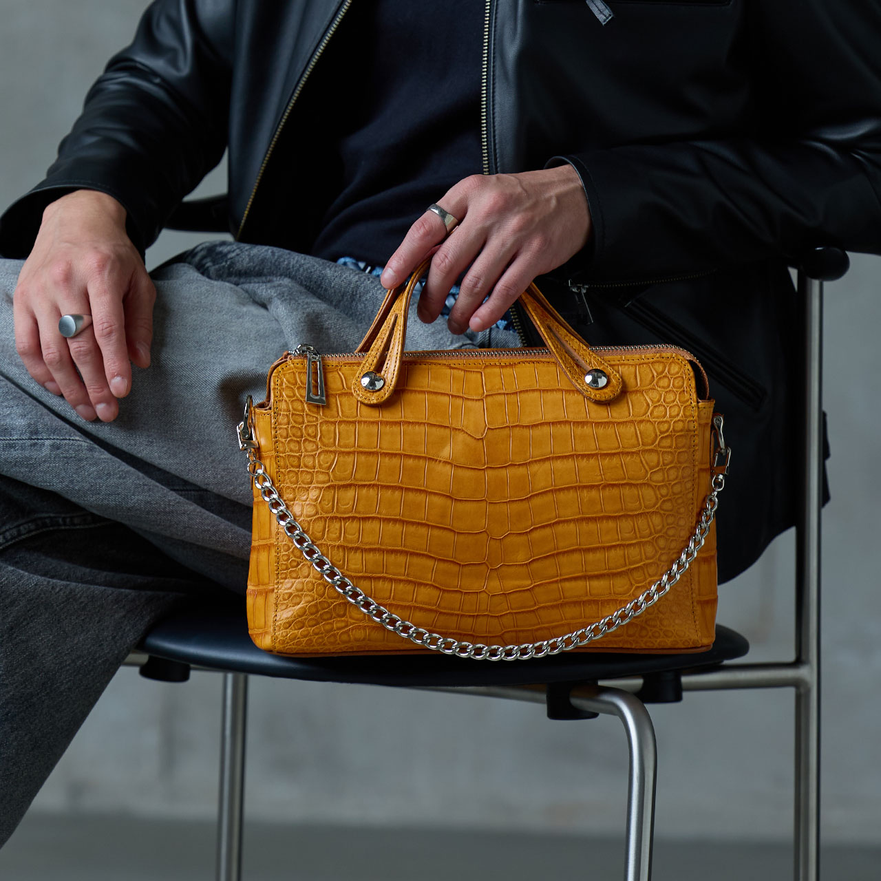 sankyo shokai（三京商会） スモールクロコダイル メンズバッグ 2way