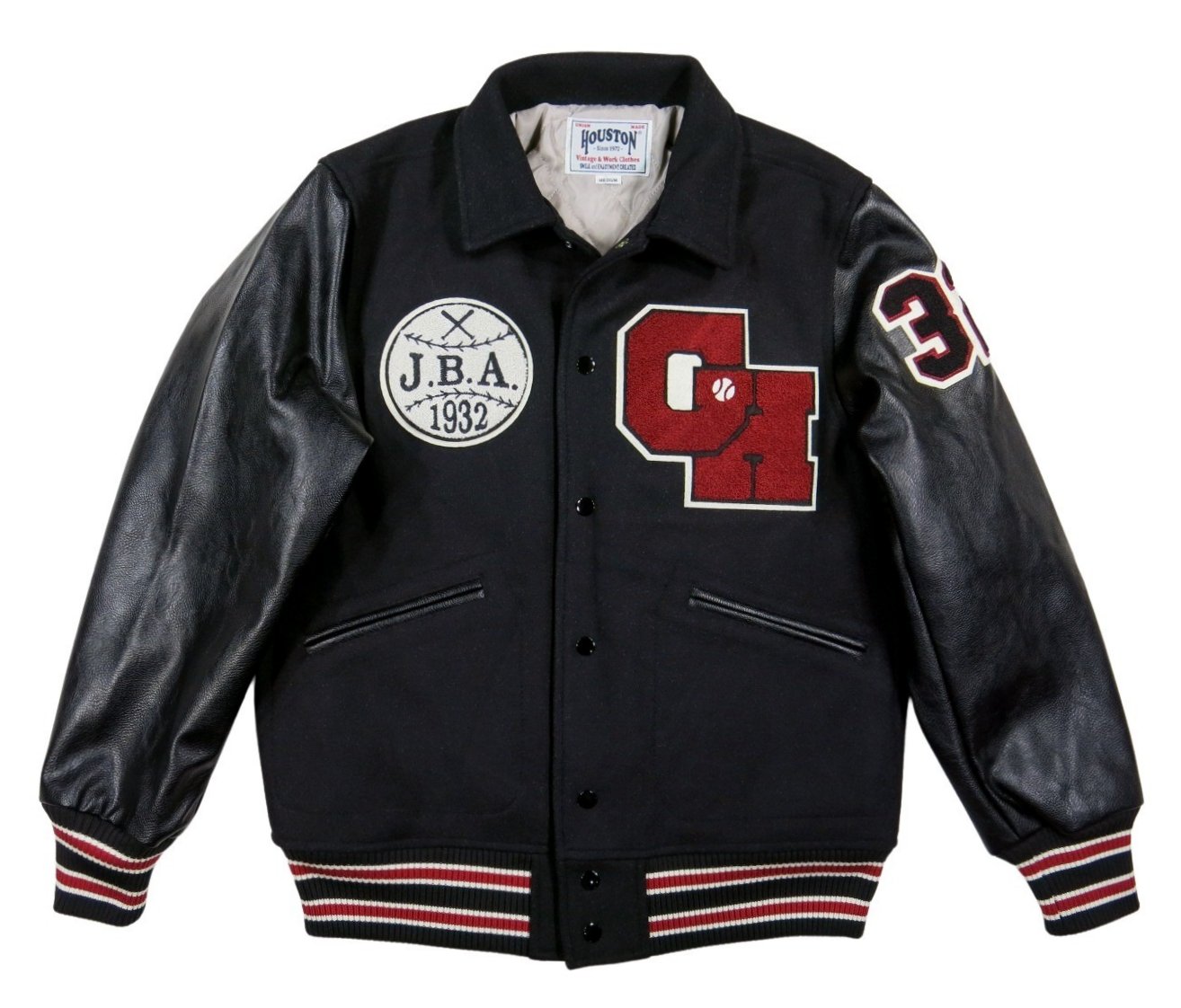 HOUSTON（ヒューストン） さがら刺繍 INDIANS PUレザー × メルトン