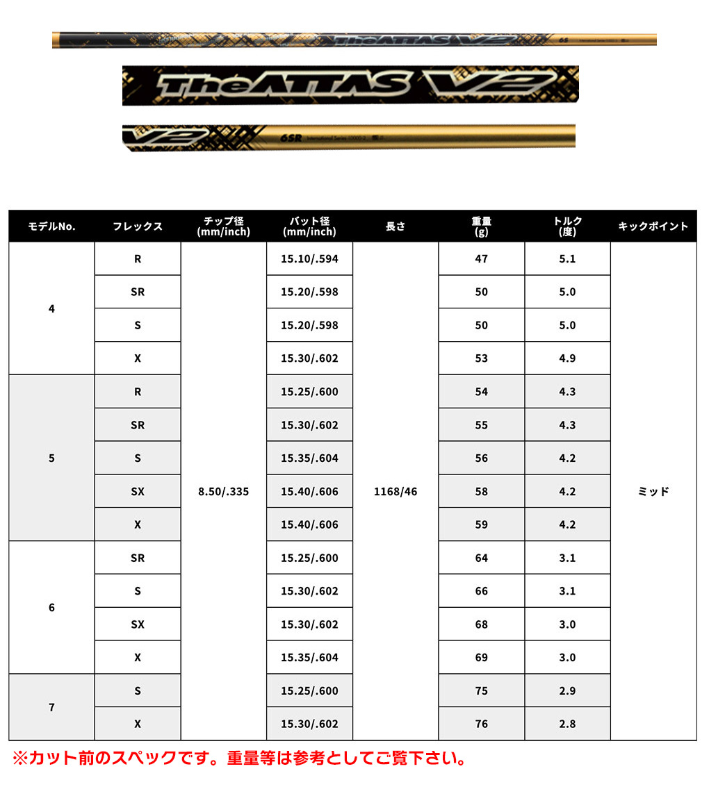 PING（ピン） スリーブ付きシャフト 2024 マミヤ The ATTAS V2