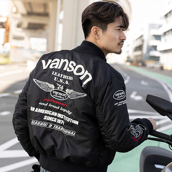VANSON（バンソン） メンズ ジャケット バイク プロテクター MA-1 防風