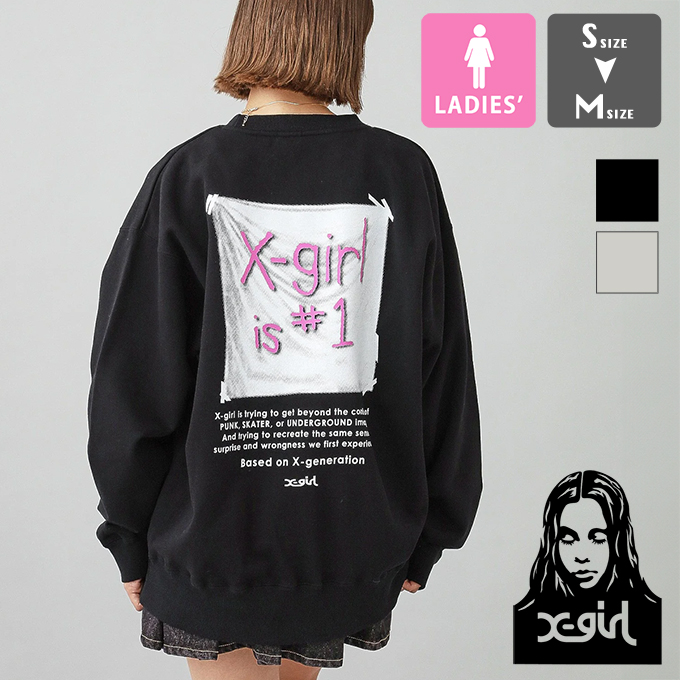 X-girl（エックスガール） X-girl FLAG BIG SWEAT TOP フラッグ ビッグ