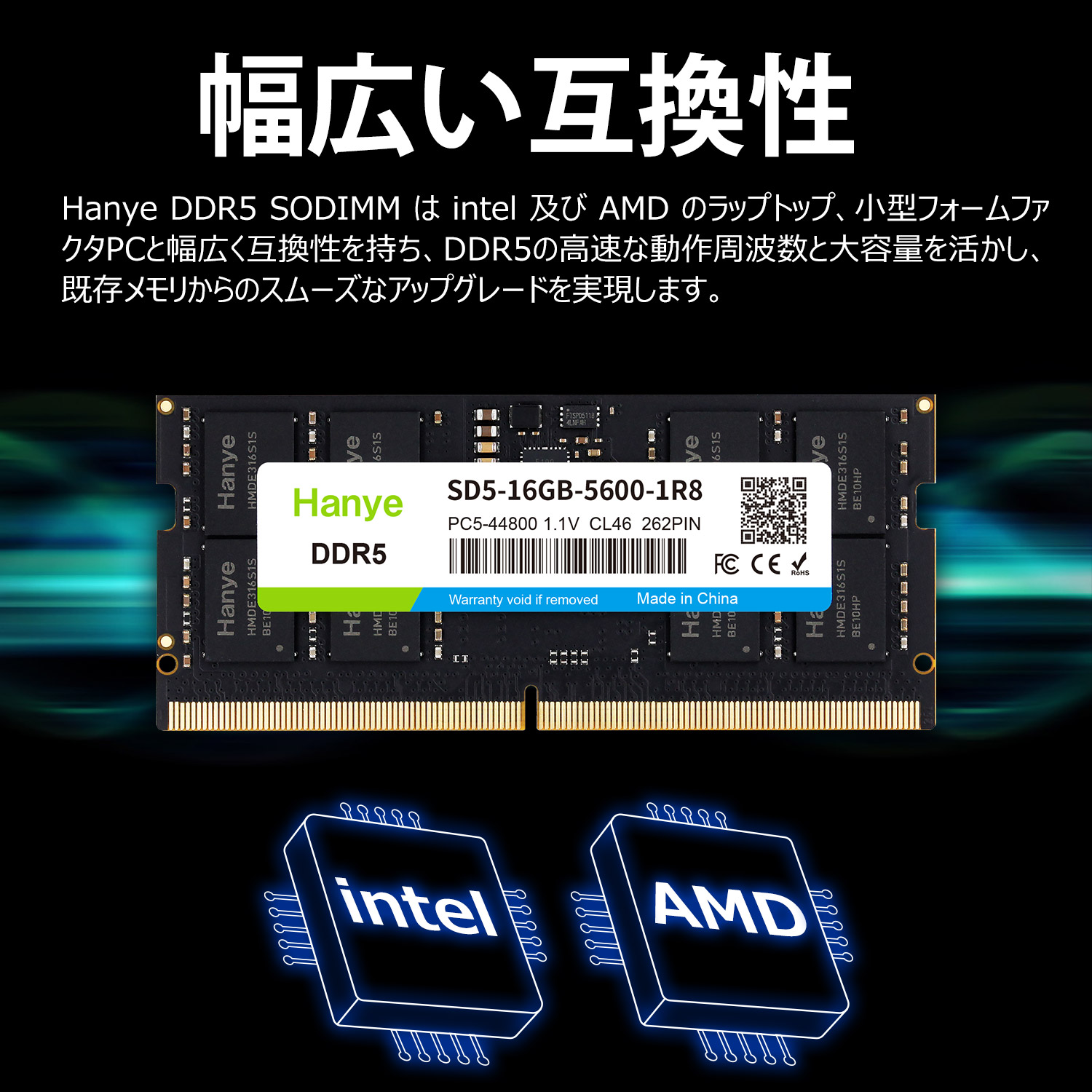 Hanye ノートPC用メモリ PC5-44800(DDR5-5600) 32GB(16GBx2枚) SODIMM