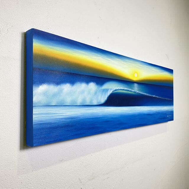 バリアート 波の絵 F-4 W90×H30 (1158-4) バリ絵画 海の絵 アート