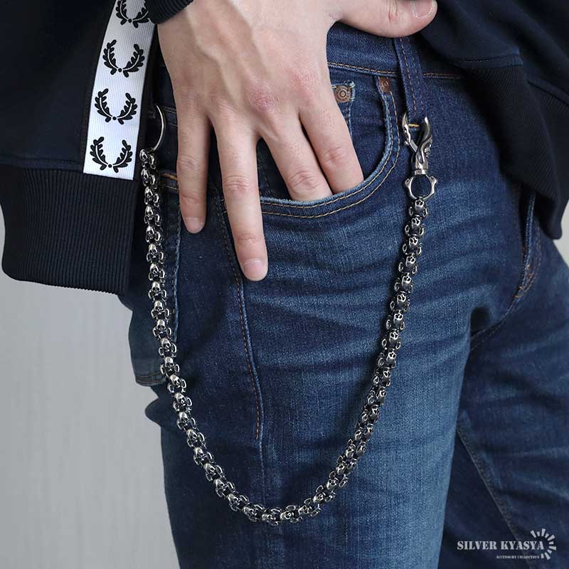 ステンレス スカル ウォレットチェーン 幅12mm 太幅 ごつめ 重厚感