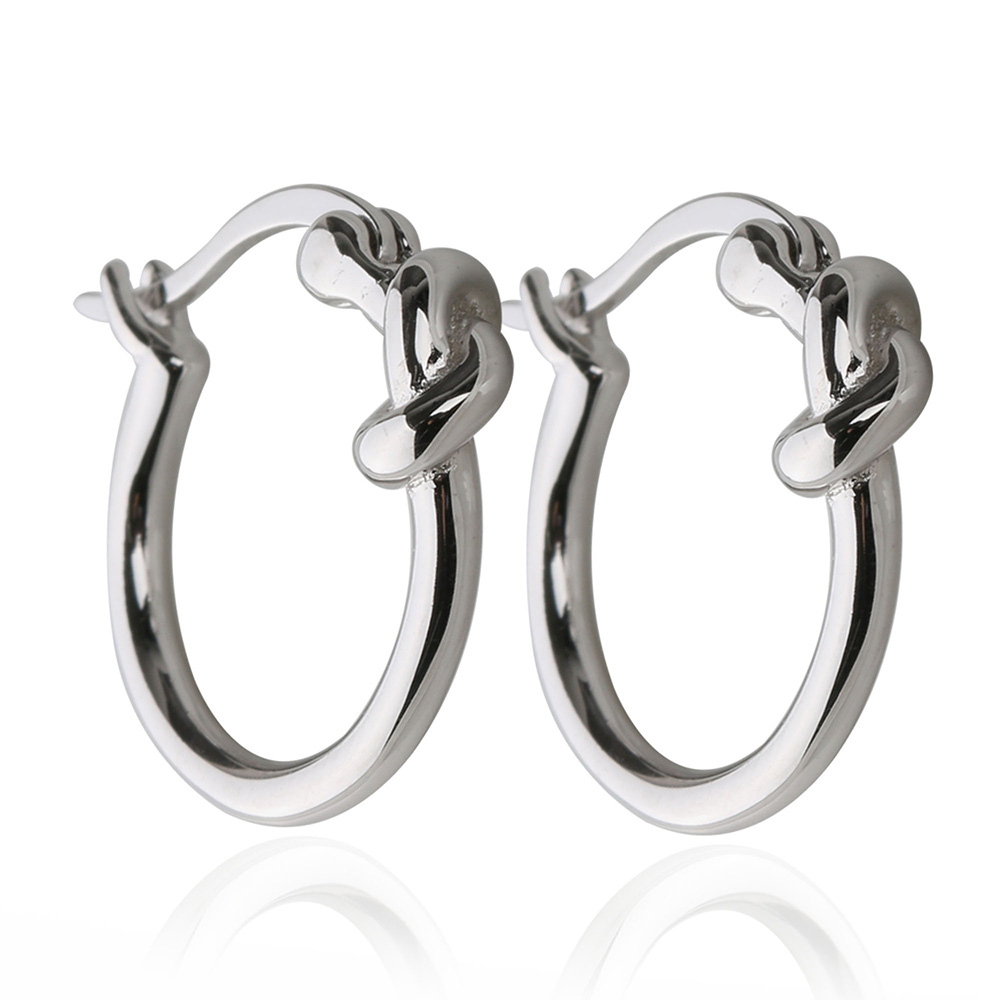 両耳 シルバー925 フープピアス レディース 結び ピアス 18kgp