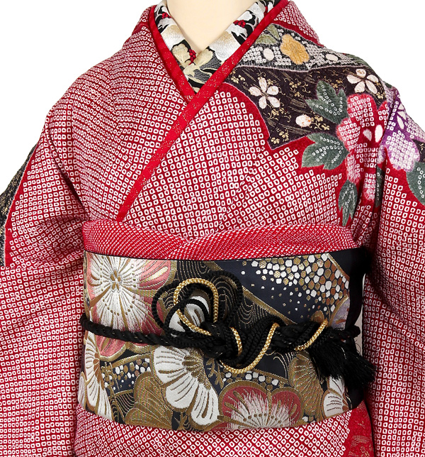 振袖レンタル 成人式 総絞り 赤 絞り 振り袖 フルセット トールサイズ
