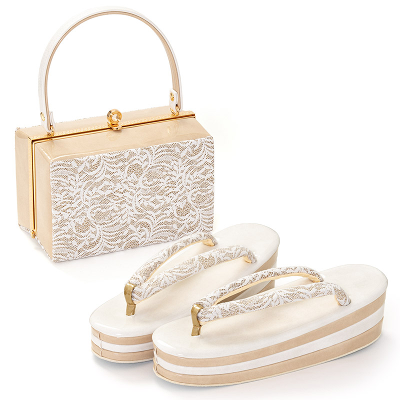 草履バッグセット 成人式 結婚式 ニュアンスカラー レース スクエア
