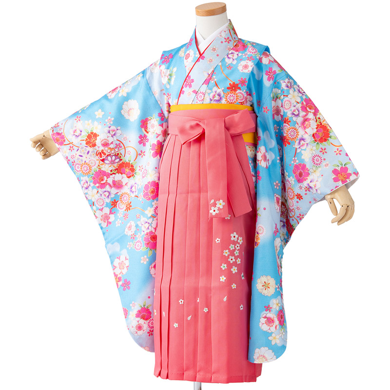 卒園式 袴セット 女の子 七五三 ちょっと小さめ 小紋 着物 刺繍袴 襦袢