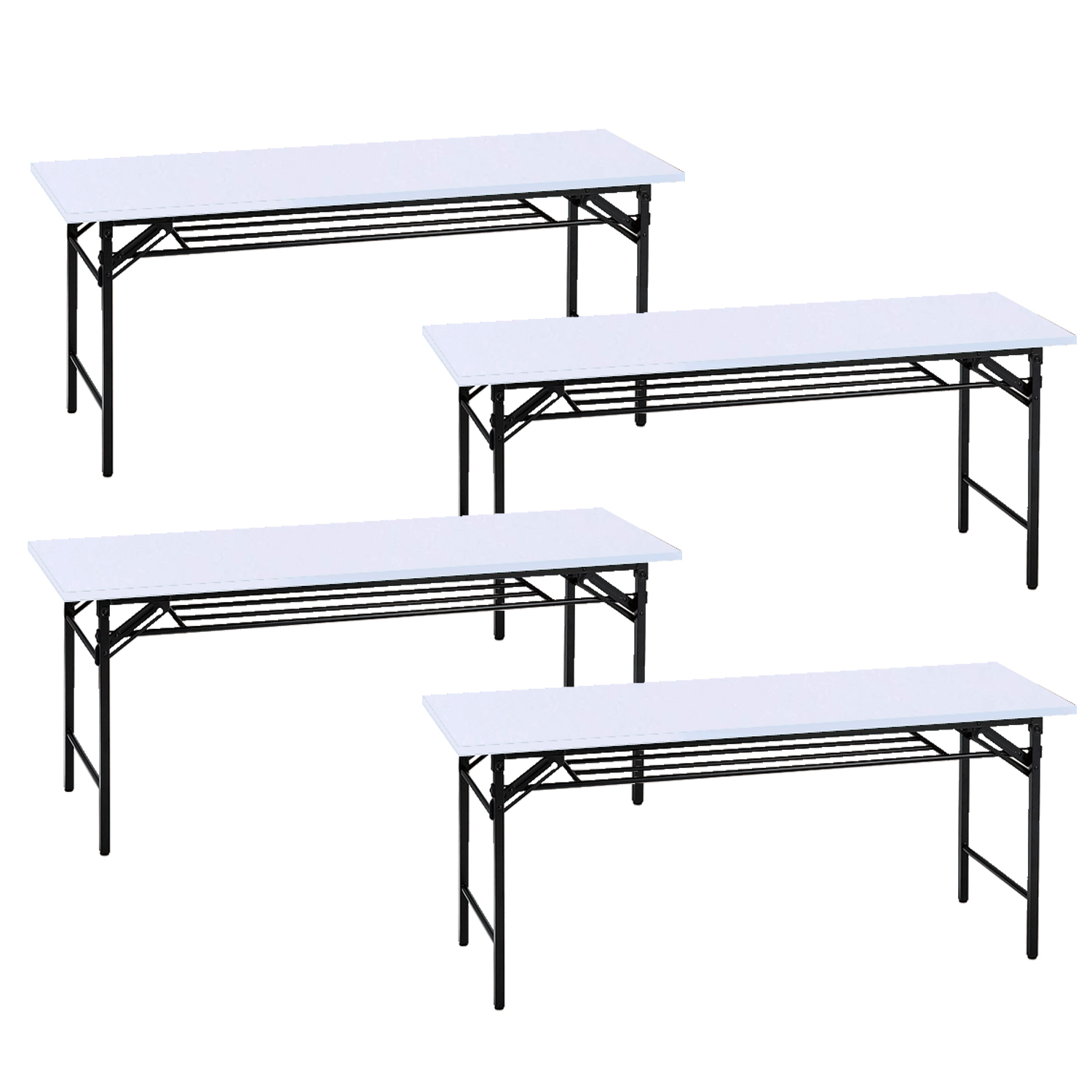 高脚 折りたたみテーブル ホワイト 幅1800×奥行450×高さ700mm 会議