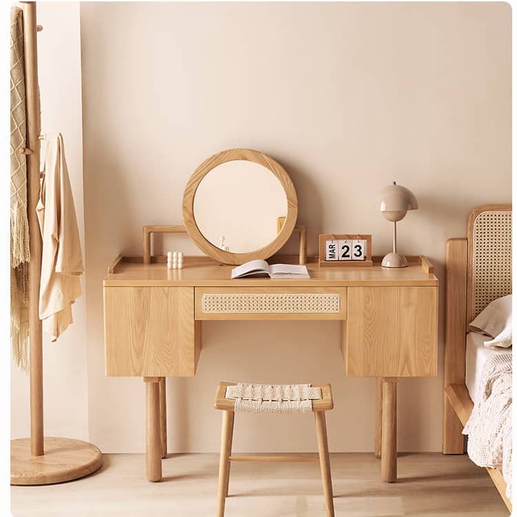 幅120cm」ドレッサー 化粧台 ラタン 収納付き 引き出し付き ナチュラル