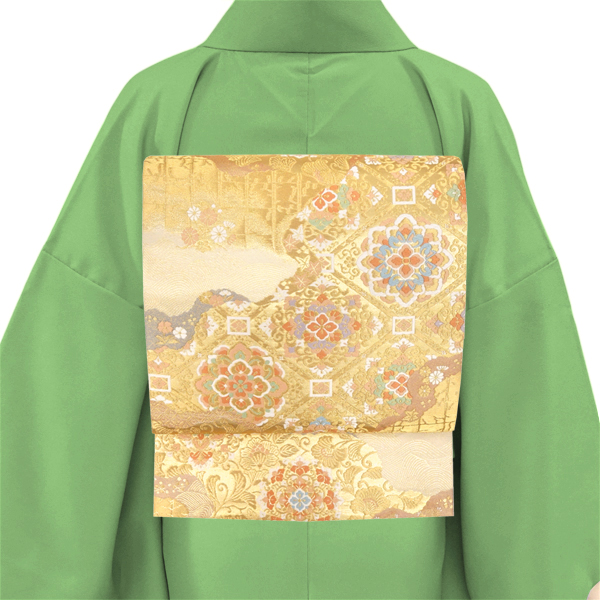 20%OFFセール 袋帯 金 服部織物 こはく錦 正絹 ゴールド 仕立て付き
